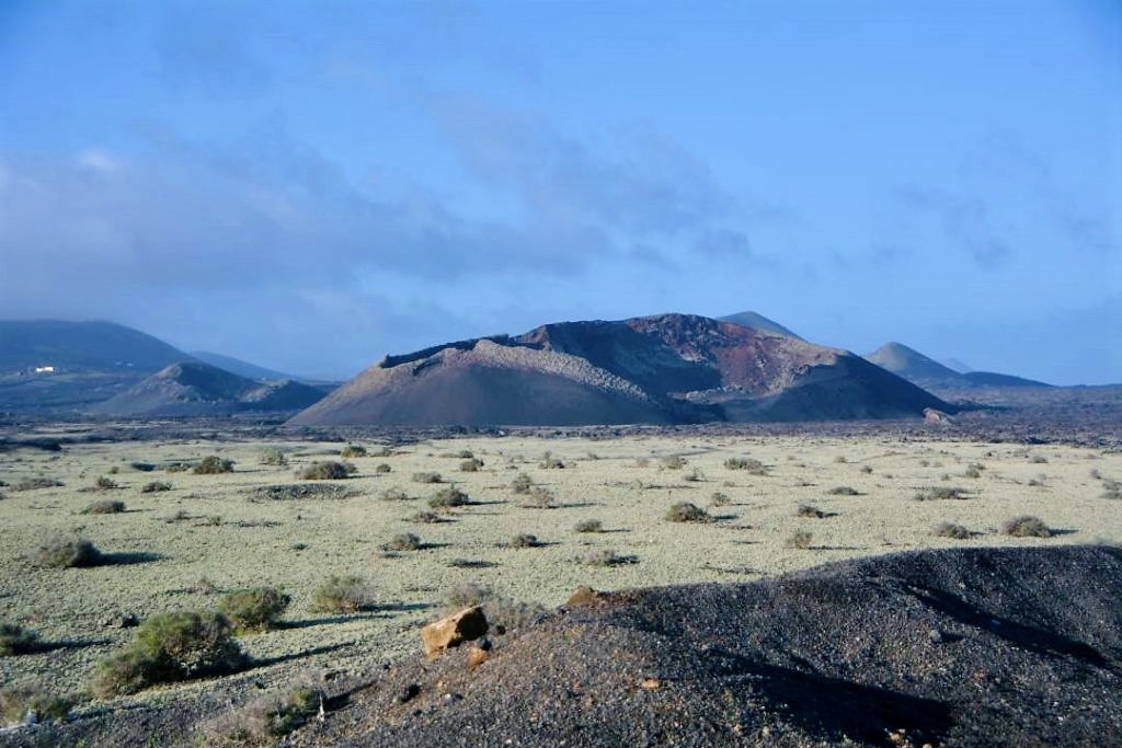 Volcan El Cuervo on background steppe