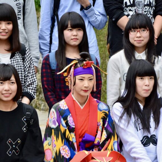 Schol students in Shuri Castle grounds