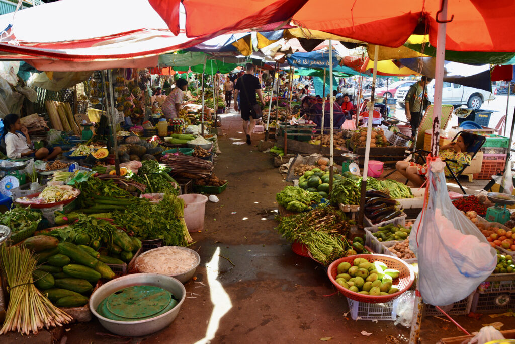 Local market with fruits and vegetables