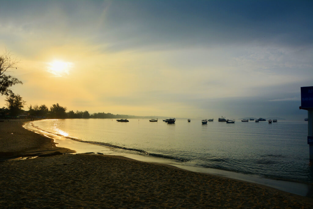 Sunset on a beach in Sihanoukville