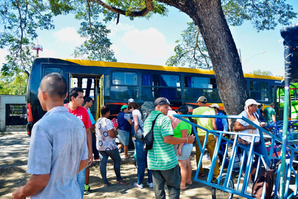 People waiting for a local bus