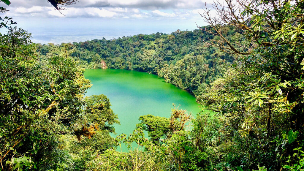 Hiking Cerro Chato crater lake in Costa Rica.