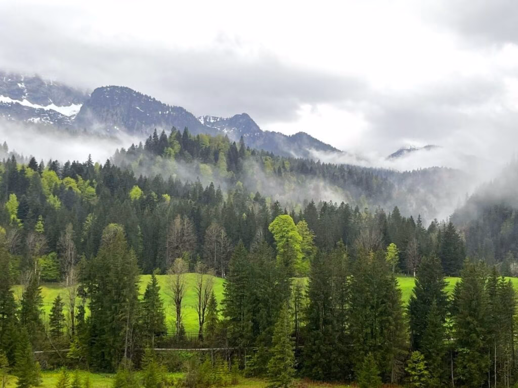 Scenic hiking trails in Elamu around magic Schloss Elmau in German Alps