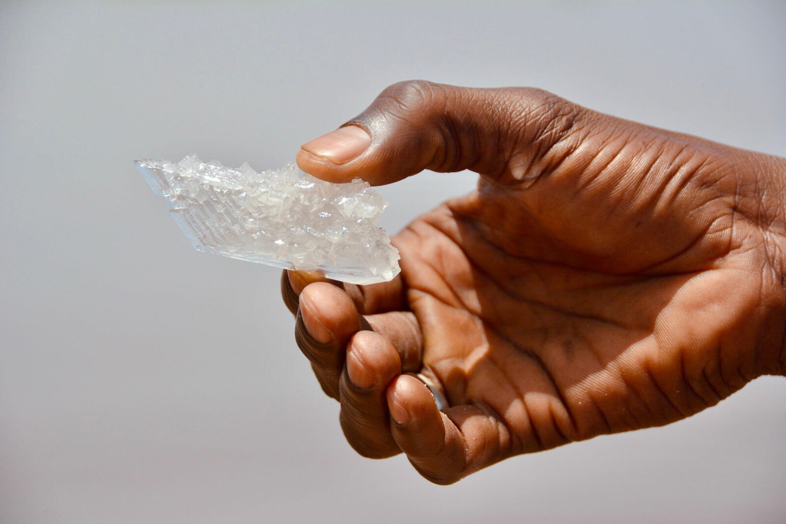 Phenomenon of Lac Rose pink lake in Senegal.