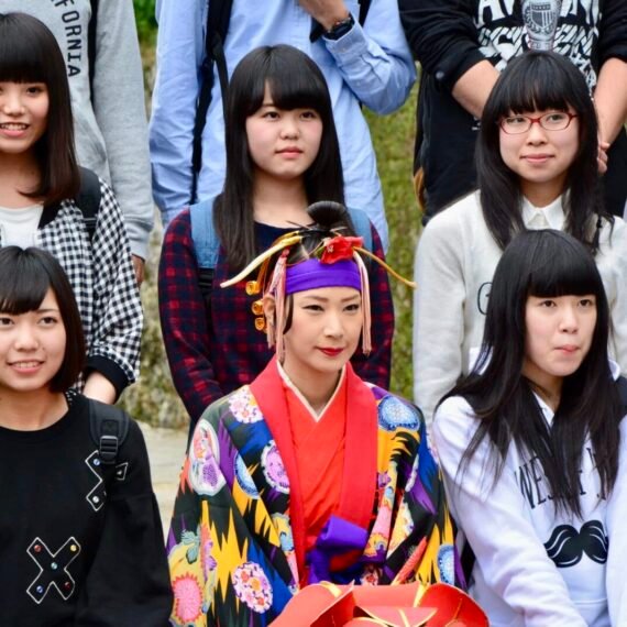 Schol students in Shuri Castle grounds