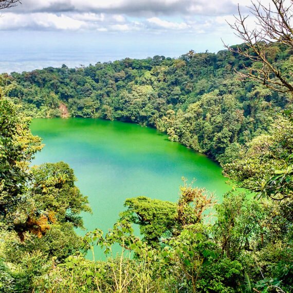 Hiking Cerro Chato crater lake in Costa Rica.