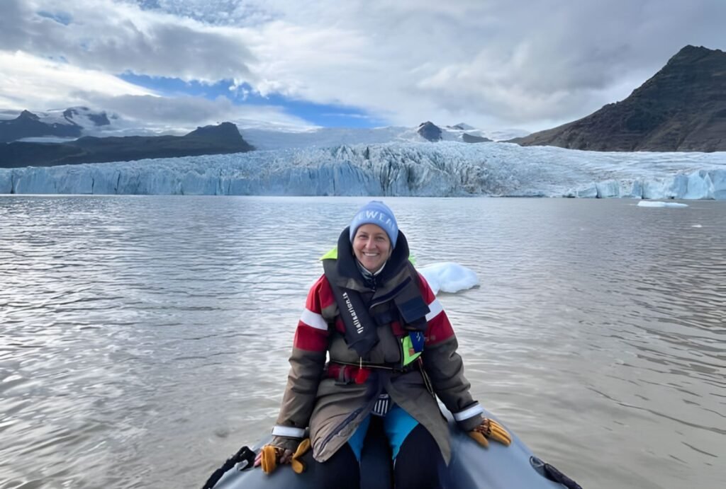 Ice-caving in Iceland.