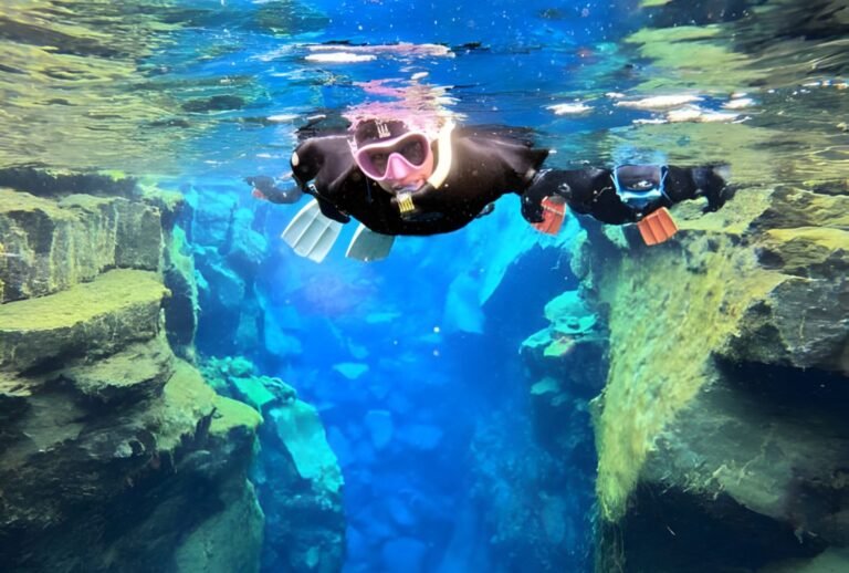 Snorkeling in Silfra Iceland.