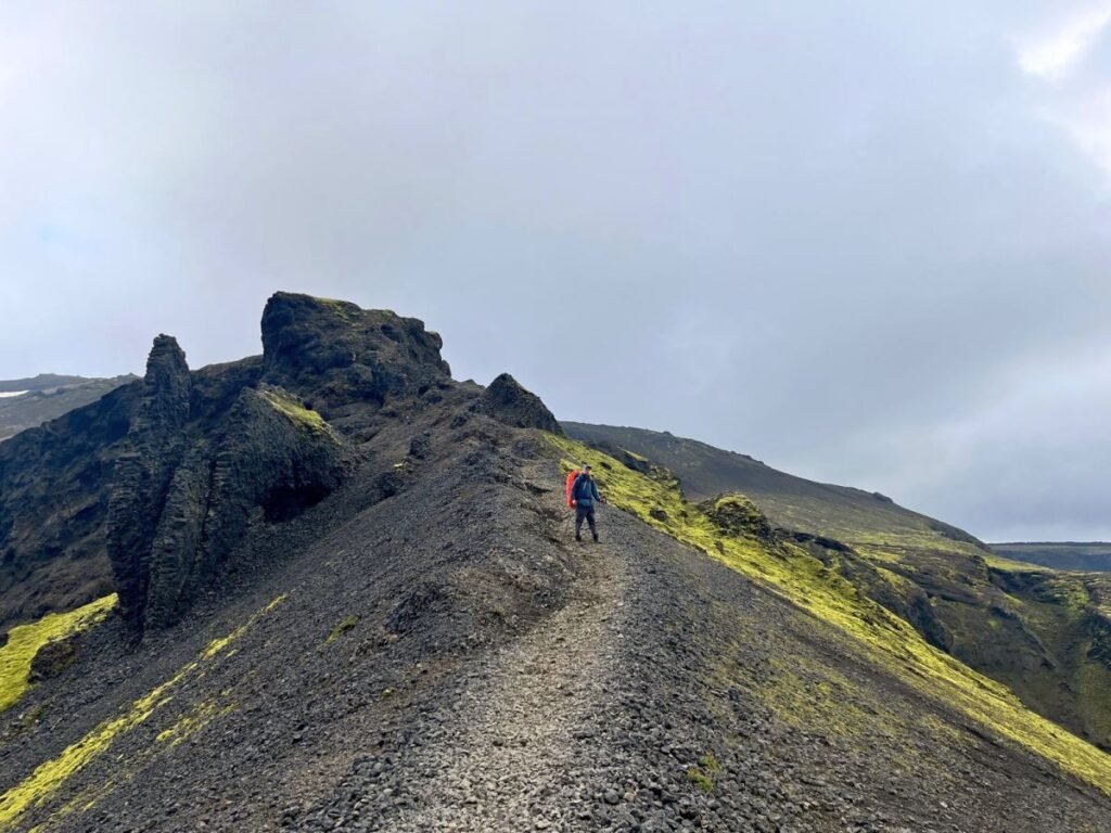 Cat's Spine Ridge on Fimmvörðuháls trail.