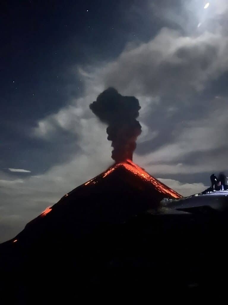 Acatenango Volcano hike difficulty & watching Fuego Volcano eruption.