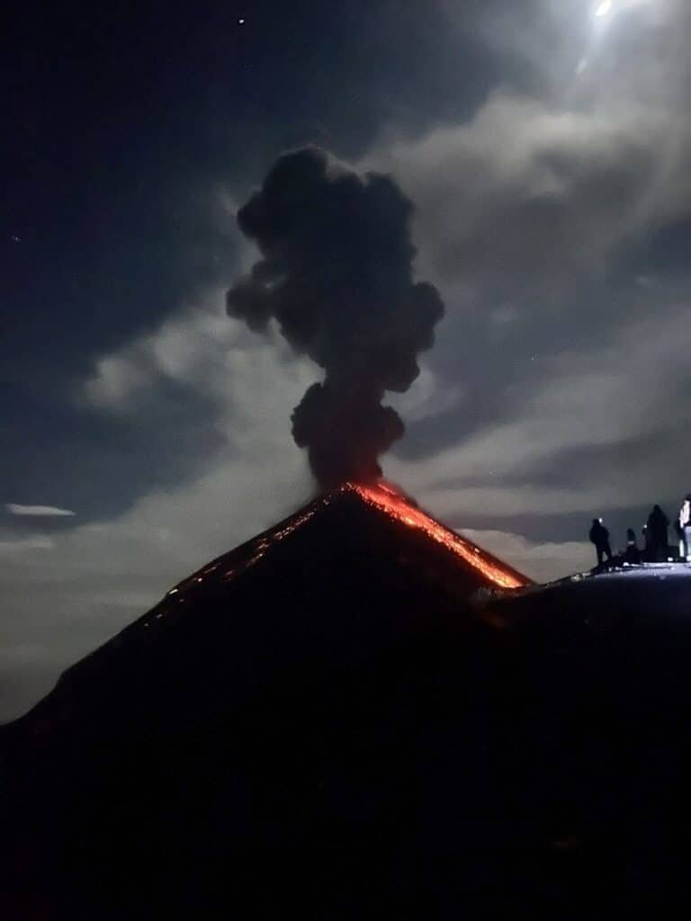 Acatenango Volcano hike difficulty & watching Fuego Volcano eruption.