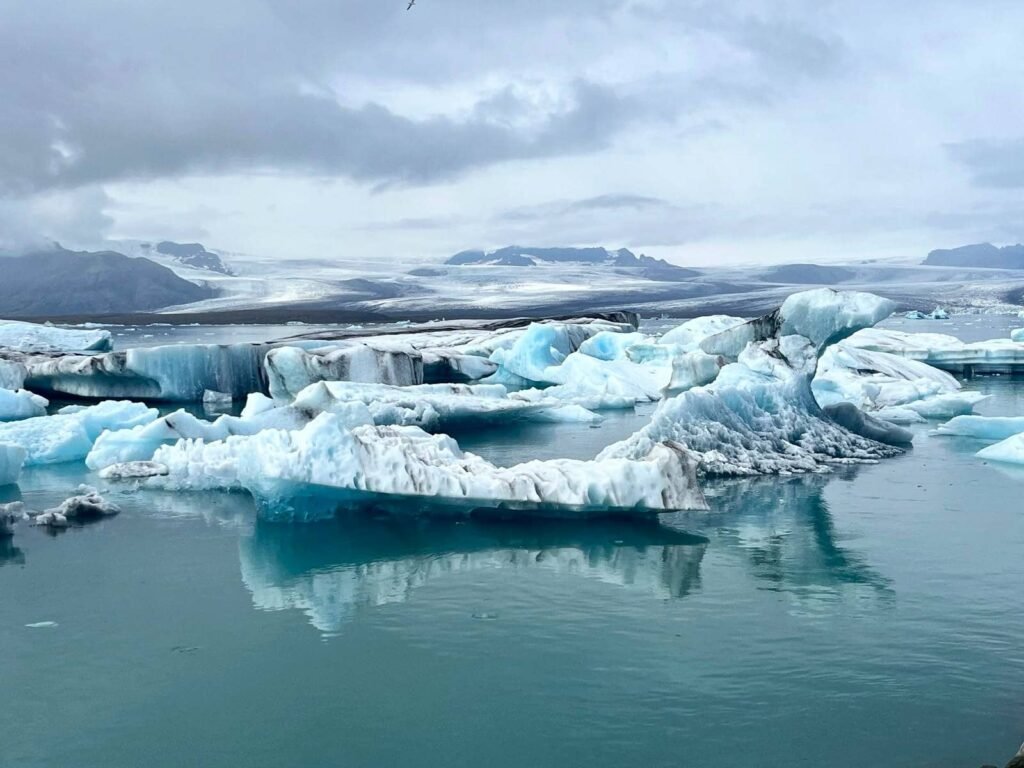 Ice-caving in Iceland.